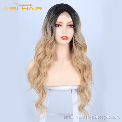 Aisi Hair Girls Colored Body Hair Products For Black Women Wholesale Fiber Temperatured Sythentic Ombre Blonde Hair
